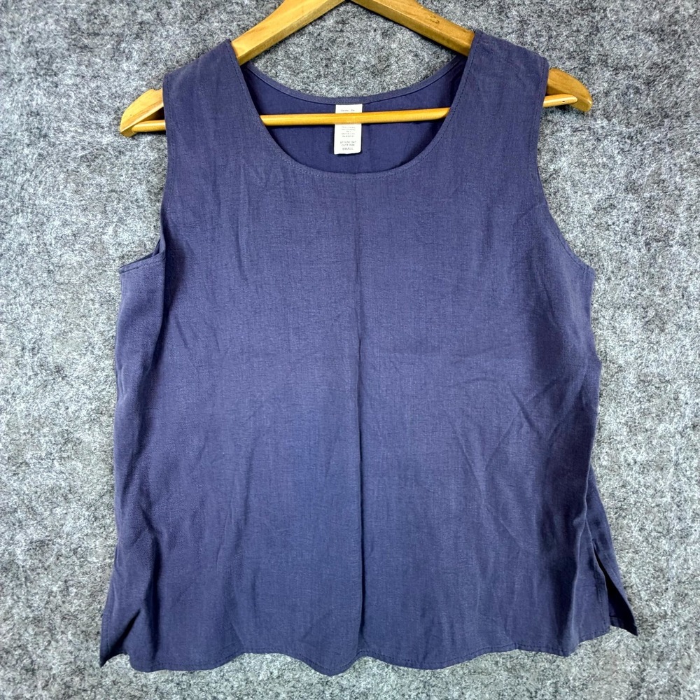 Vintage Caribe Crop Tank Top Womens S Blue Tencel Office Chic Capsule Layering